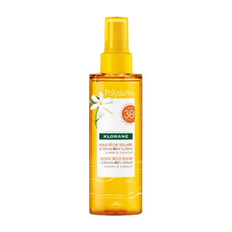 Huile sèche solaire SPF 30 au Monoï et Tamanu - Corps et Cheveux 200ml