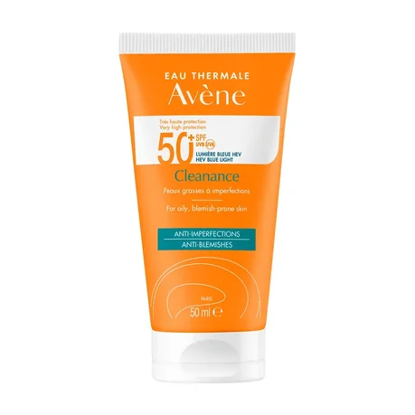 Avène Cleanance 50+ UVB UVA Lumière Bleue HEV Peaux grasses à imperfection 50ml