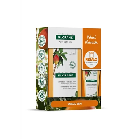 Klorane Champú Mango Coffret 400ml - Soin Cheveux Secs et Abîmés