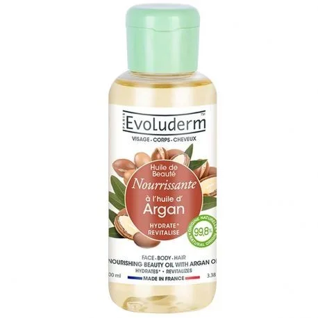 EVOLUDERM Huile d'Argan - Huile Visage et Cheveux - 100 ml