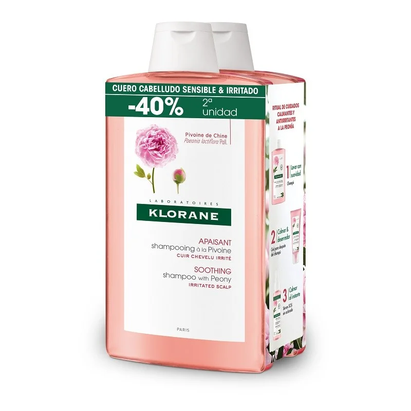 Klorane Pack Champú Calmante Peonía BIO 2 x 400 ml 400 ml