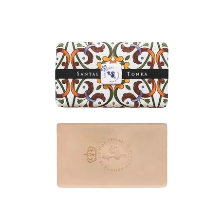 Hand-Wrapped Santal Tonka Soap with Azulejo Tile